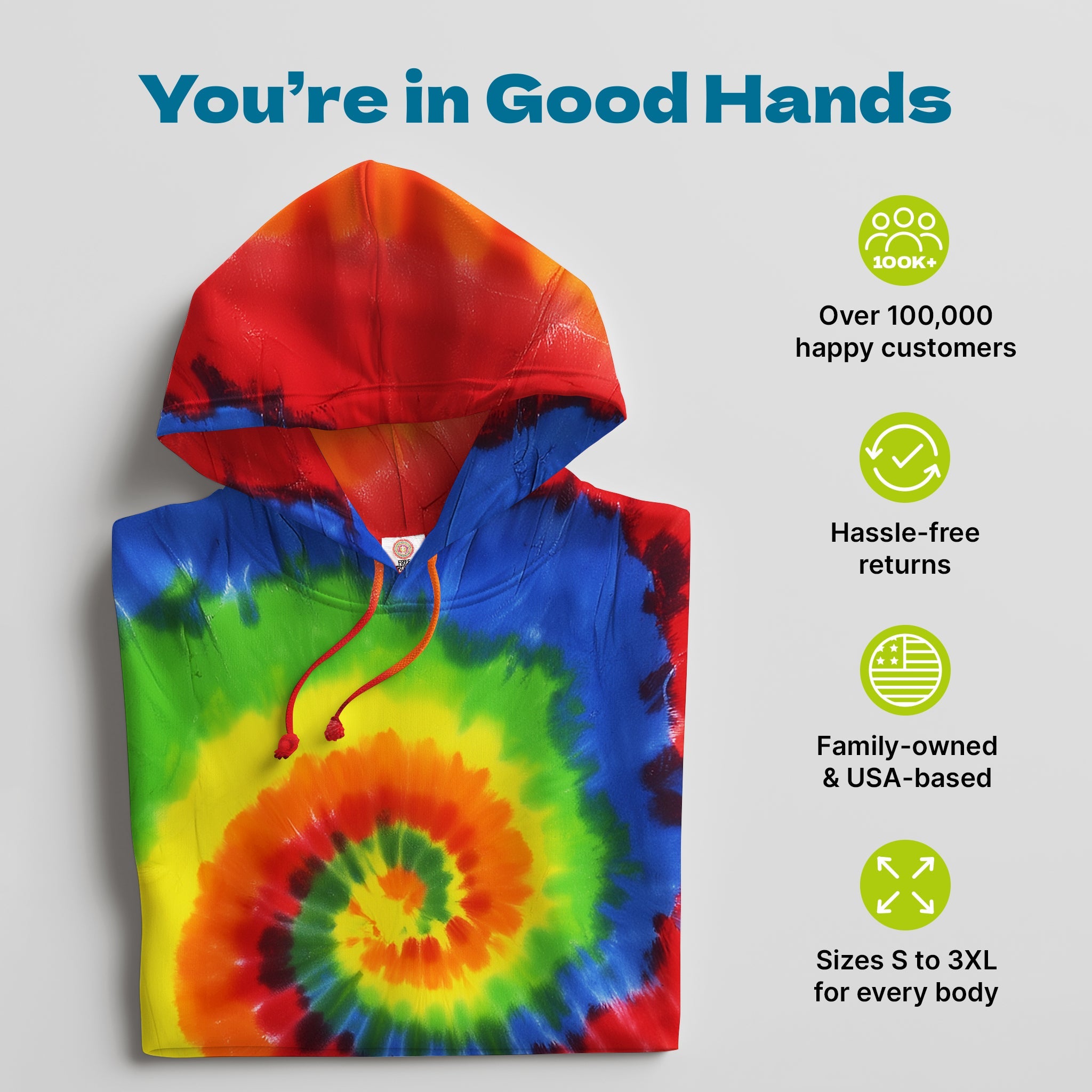 Moondance Red Hand - Dyed Long Sleeve Hoodie - Free Spirited